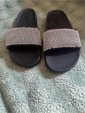 Victoria’s Secret PINK  Black Crystal-Embellished Slide Sandals - Women